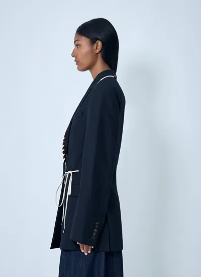 Dries Van Noten Baftan Long Sleeve Notched Lapel Jacket In Blue