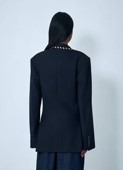Dries Van Noten Baftan Long Sleeve Notched Lapel Jacket In Blue