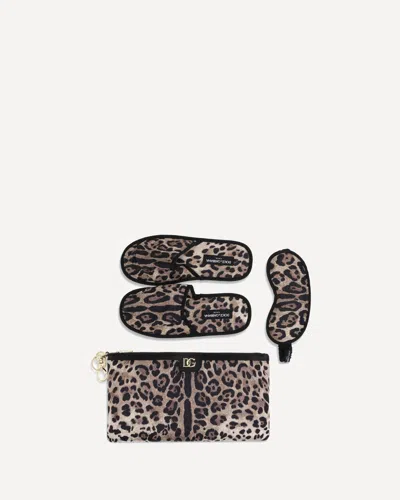 Dolce & Gabbana Leopard-print Comfort Kit In Black