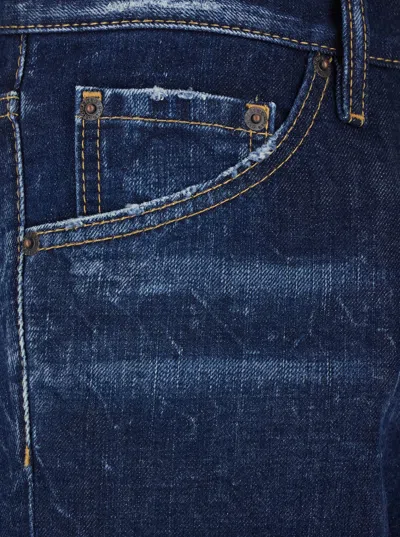 Dsquared2 Cool Guy Blue Jeans With Logo Patch On The Rear And Ripped Details In Denim Man In Blue