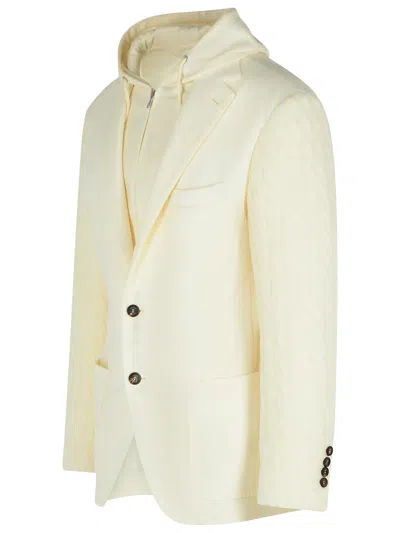 Eleventy Ivory Wool And Cashmere Blazer Men In Black