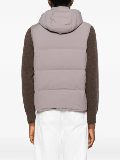 Eleventy Hooded Sleeveless Quilted Jacket Pockets In Multi