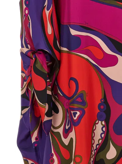 Pucci Orchidee Print Long Silk Kaftan In Purple