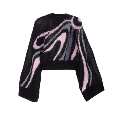 Pucci Embroidered Mohair Blend Oversize Sweater In Black