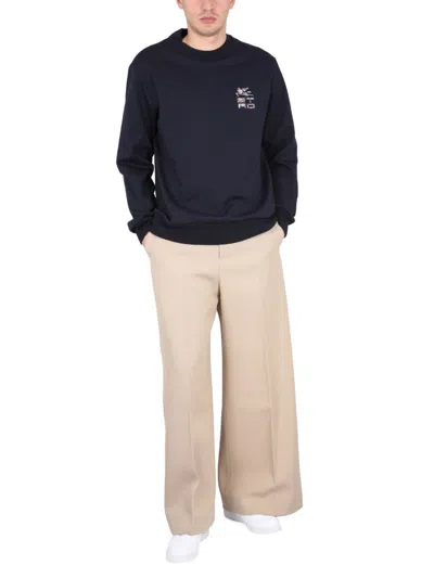 Etro Men Crewneck Sweatshirt In Blue