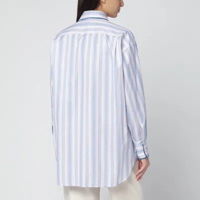Etro Striped Cotton Shirt In Blue