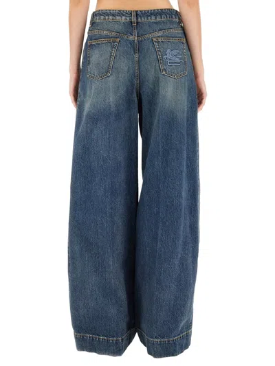Etro Women Jeans With Embroidered Pegasus In Blue