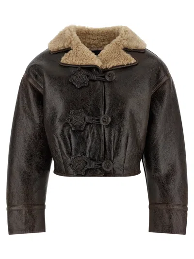 Etro Sheepskin Jacket Featuring Wool Insert In Brown