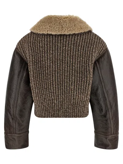 Etro Sheepskin Jacket Featuring Wool Insert In Brown