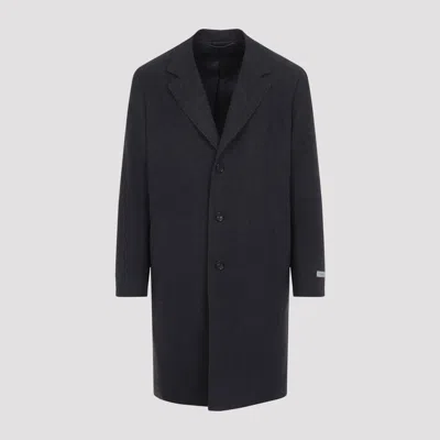 Canali Tailored Wool Coat With Classic Notch Lapel In Gray