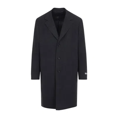 Canali Tailored Wool Coat With Classic Notch Lapel In Gray