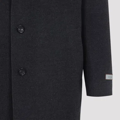 Canali Tailored Wool Coat With Classic Notch Lapel In Gray