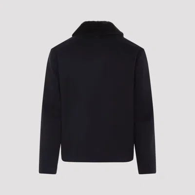 Canali Navy Blue Coach Cashmere Jacket In Black