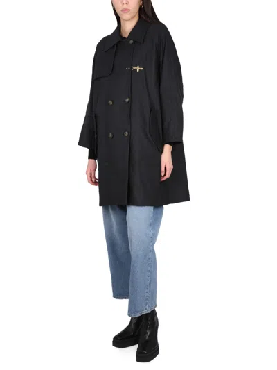 Fay Trench Coat With Double-breasted Button Detailing In Black