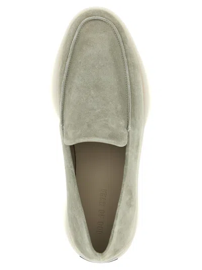 Fear Of God Suede Round Toe Loafers With Rubber Sole In Green