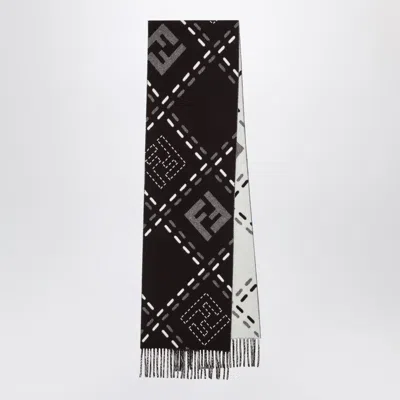 Fendi Chocolate Brown Wool Scarf Women In Black