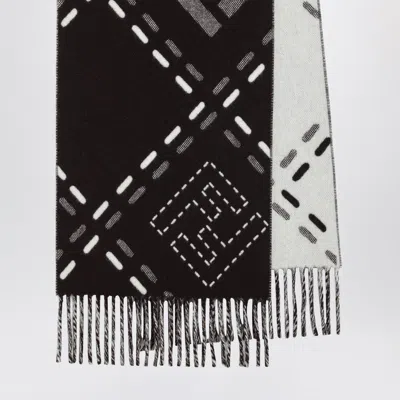 Fendi Chocolate Brown Wool Scarf Women In Black