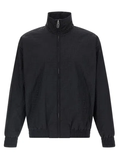 Fendi Bomber Nylon Ff Puffer Jackets Black In Black