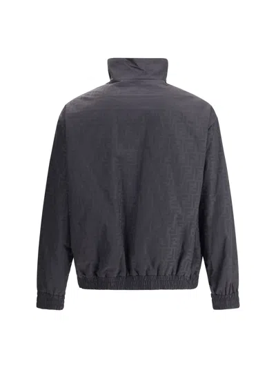 Fendi Men Padded Ff Nylon Bomber Jacket In Black