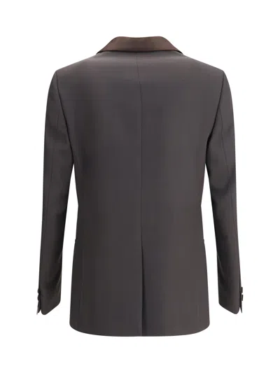 Fendi Brown Wool Crepe Blazer Jackets Brown In Brown