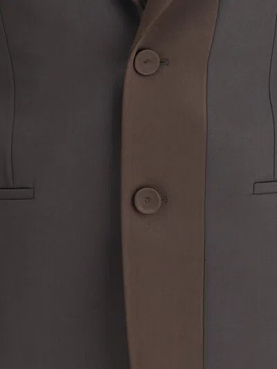 Fendi Brown Wool Crepe Blazer Jackets Brown In Brown