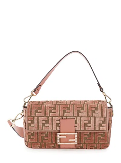 Fendi Medium Baguette Ff-pattern Shoulder Bag In Pink