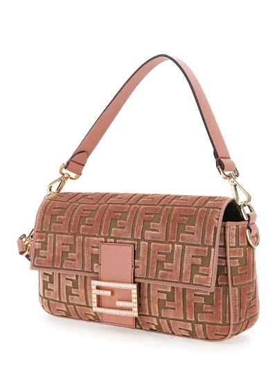 Fendi Medium Baguette Ff-pattern Shoulder Bag In Pink