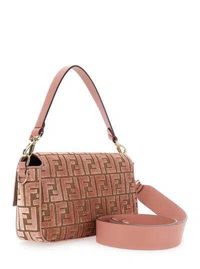 Fendi Medium Baguette Ff-pattern Shoulder Bag In Pink