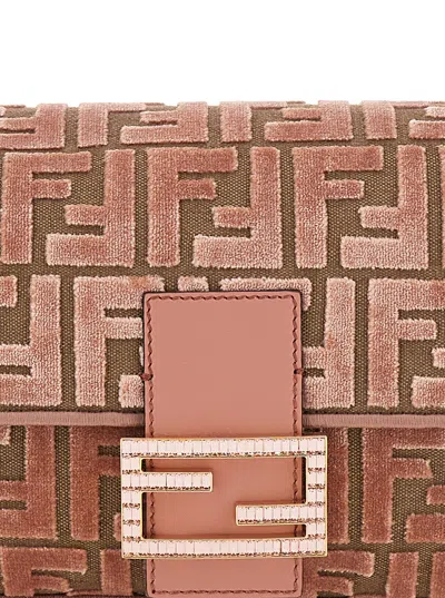Fendi Medium Baguette Ff-pattern Shoulder Bag In Pink