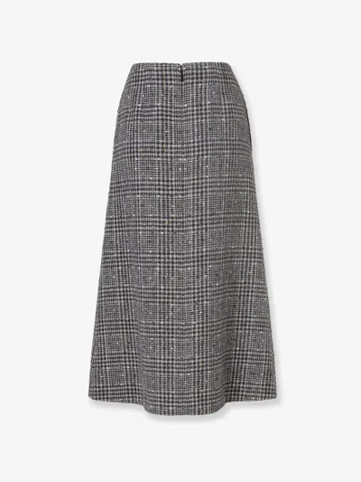 Fendi Women Check Tweed Skirt In Gray