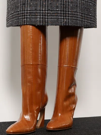 Fendi Arco 95 Hagfish Leather Knee-high Boots In Brown