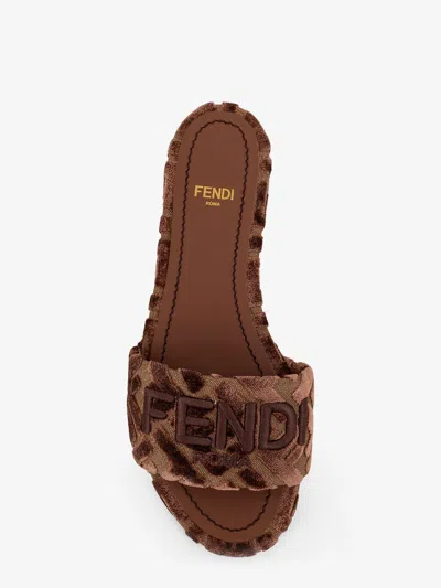 Fendi Sunshine Slide Sandals In Brown