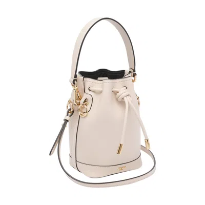 Fendi Women Ivory Leather Mon Tresor Bucket Bag In White