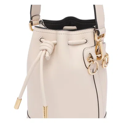 Fendi Women Ivory Leather Mon Tresor Bucket Bag In White