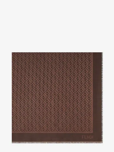 Fendi Women Organic Silk And Wool Shawl In Brown