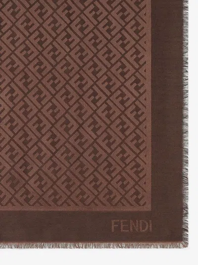 Fendi Women Organic Silk And Wool Shawl In Brown