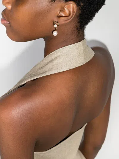 Ferragamo Women Gancini Earrings With Pearls In Gold