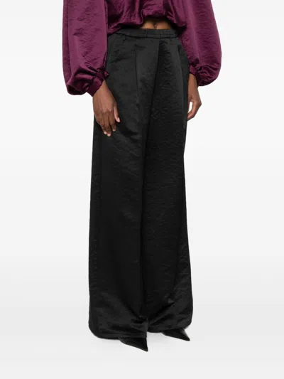 Forte Forte High Waist Wide Leg Trousers With Pockets In Black