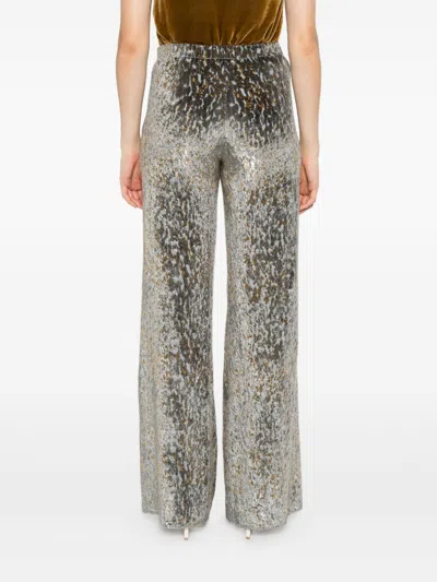 Forte Forte High Waist Wide-leg Trousers With Metallic Effect In Silver