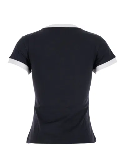 Ganni Graphic Print Crew Neck Short Sleeve Top In Multi