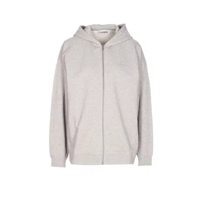 Ganni Women Logo Teddy Zip Hoodie In Animal Print