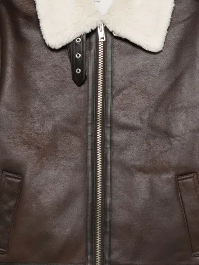 Dunst Loose Fit Shearling Collar Jacket With Buckle Hem In Multi