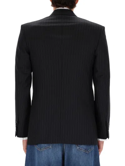Givenchy Stripe-pattern Double-breasted Blazer In Black