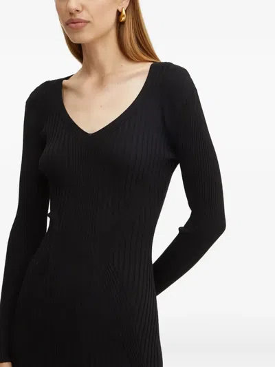 Guess Usa Long-sleeve V-neck Mini Dress In Black