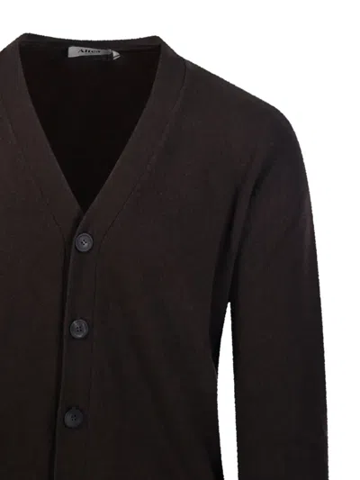 Altea Button-up V-neck Cardigan In Brown