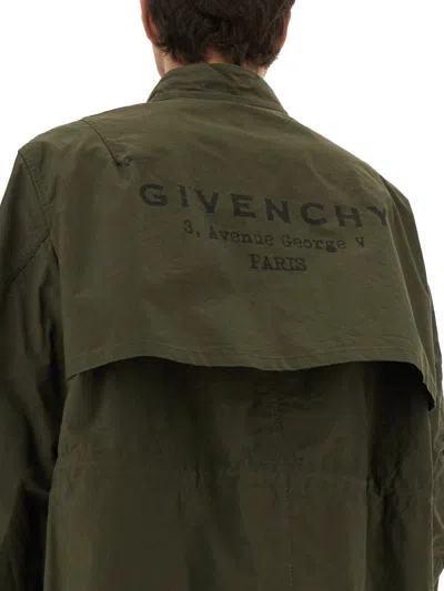 Givenchy Knee-length Parka With Bold Logo In Green