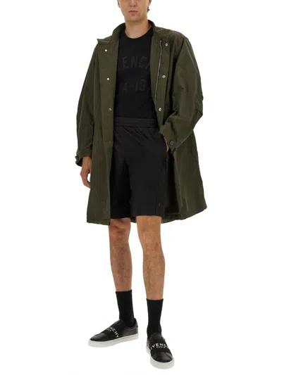 Givenchy Knee-length Parka With Bold Logo In Green