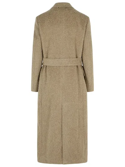 Golden Goose Double-breasted Coat In Beige Wool Blend Women In Brown