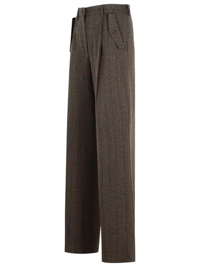 Golden Goose Wide Leg Trousers Pleated Front And Pockets In Brown
