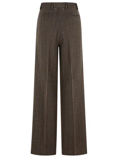 Golden Goose Wide Leg Trousers Pleated Front And Pockets In Brown